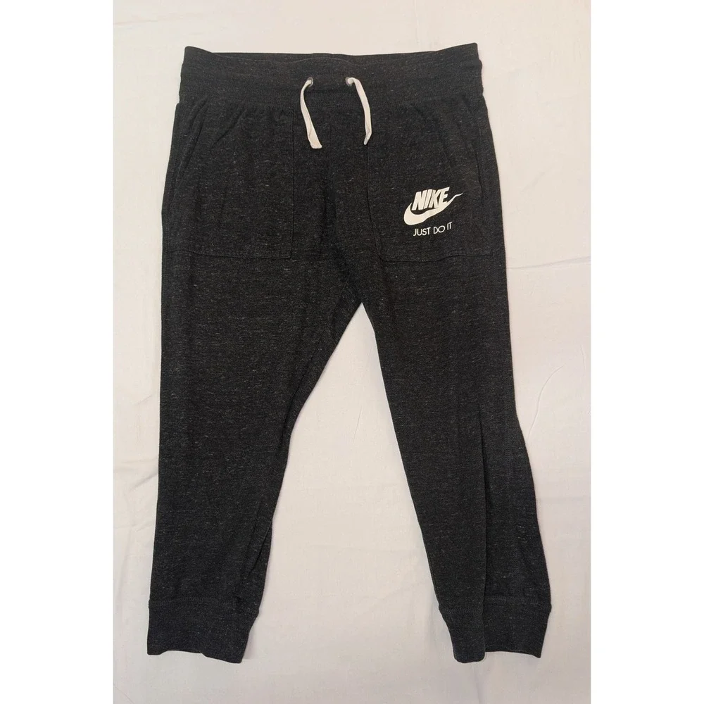 Nike Sportswear Charcoal Heather Jogger Sweatpants Women's Small Just Do It Logo